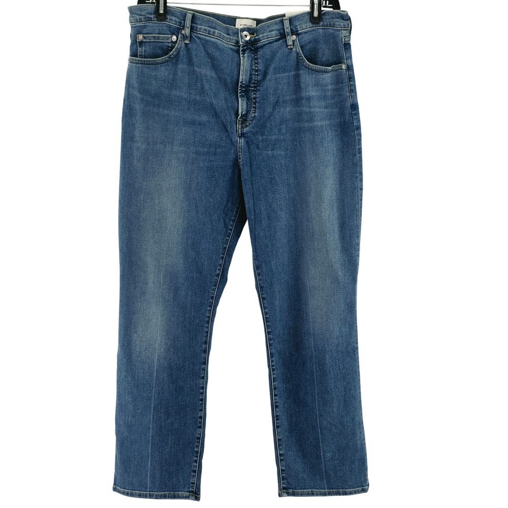 Everlane Stovepipe Jean Women 33R Blue High-Key Medium Wash Straight Leg Stretch